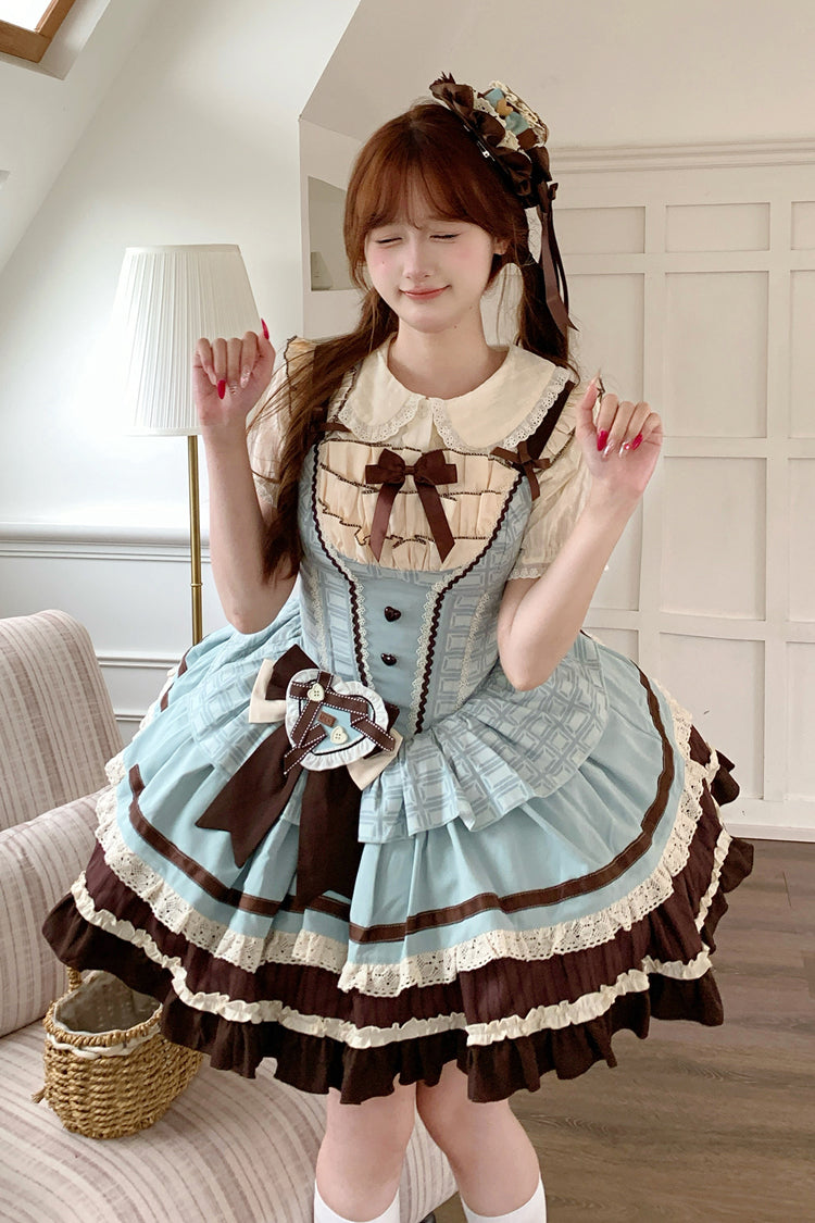 Mint Chocolate Sweet Lolita JSK Dress in Green and Brown - image 12
