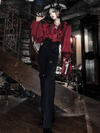 Regal V-Neck Shirt and Corset Pants Set - Shi Zhi Mao - image 5