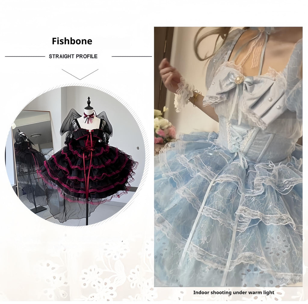 Shisan District - Wedding Lolita OP Suit with Angel Demon Wings - image 20
