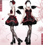 Dark Bat Motion - Gothic Lolita JSK Black Red Goth JSK Dress - image 8