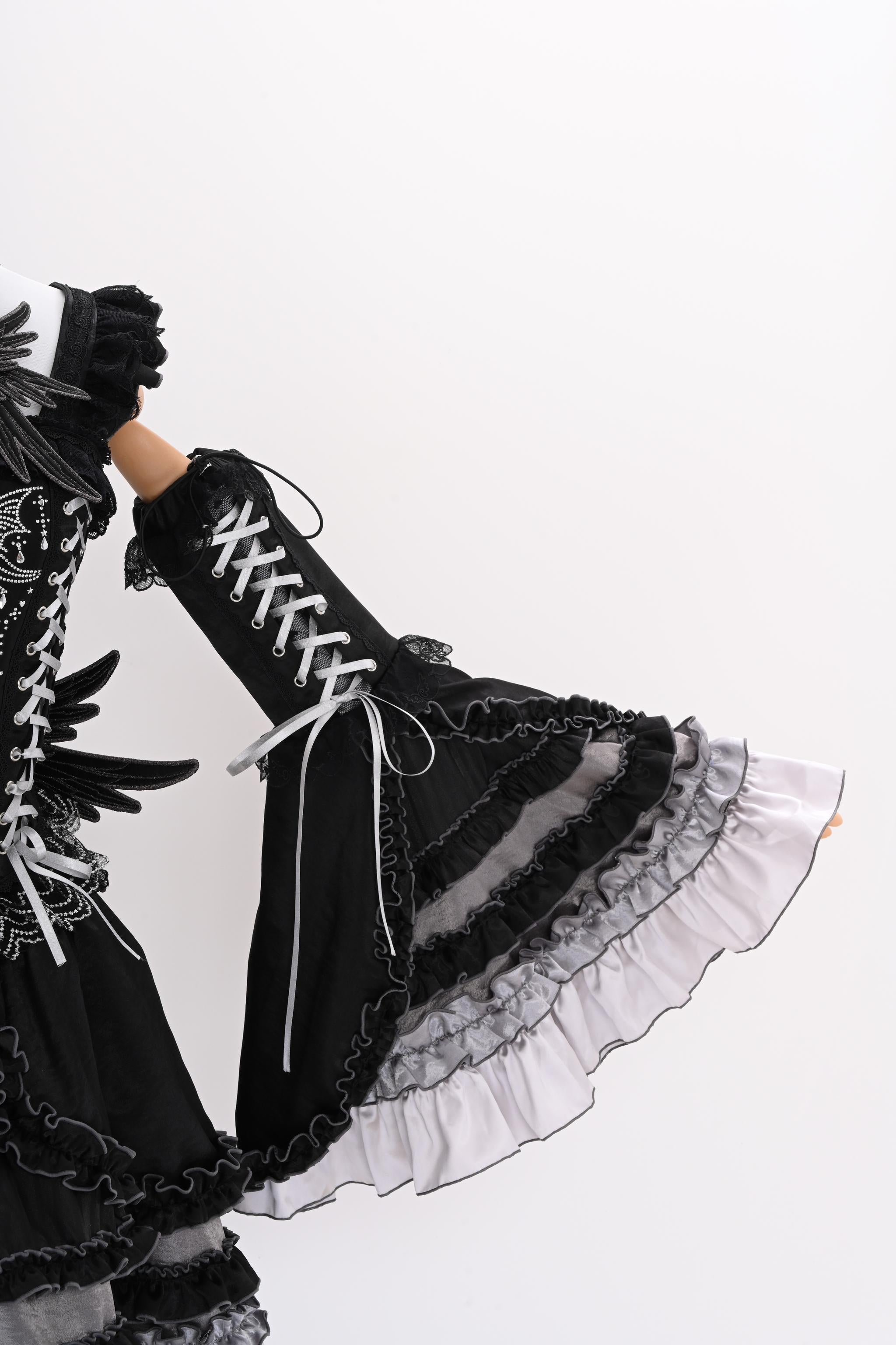 Metallic Angel Black Gothic Lolita Top and Ruffled Skirt Set - image 30