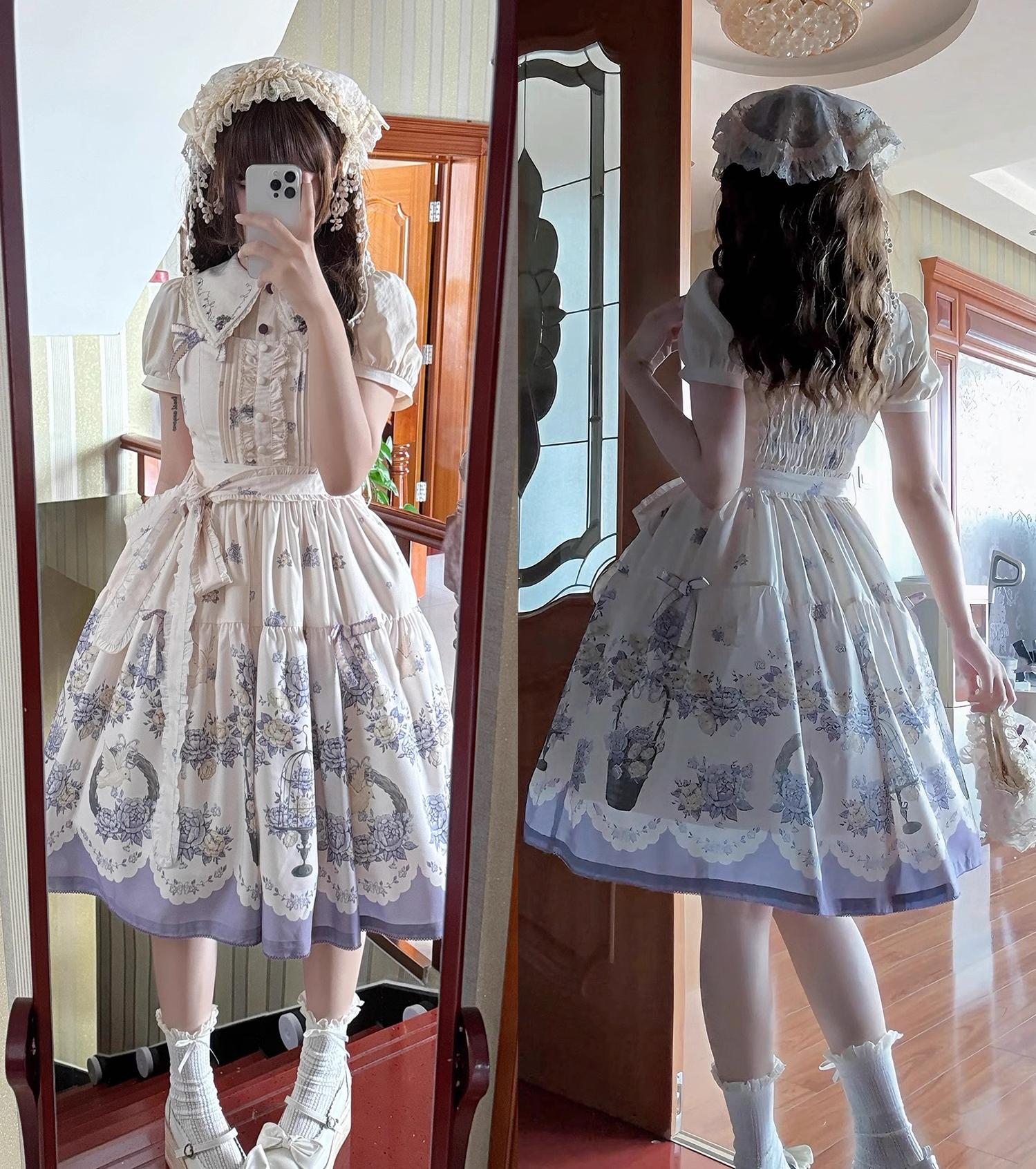 Floral and Bird Series - Classic Lolita JSK Dress, Floral Print - image 36