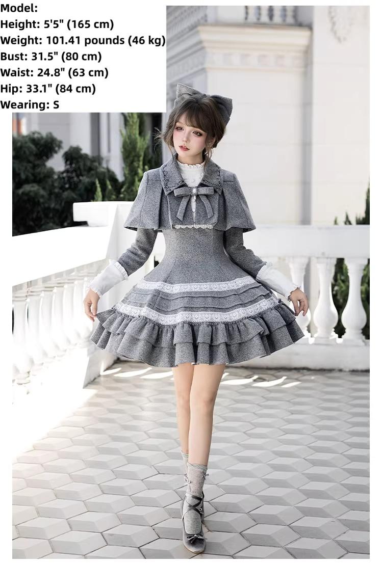 Reminisce - Pile Classic Lolita Dress, Detachable Cape and Accessories - image 18