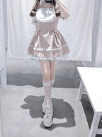 Shirohato Pink and White Ryousangata Dress Choker and Shorts Set - image 4