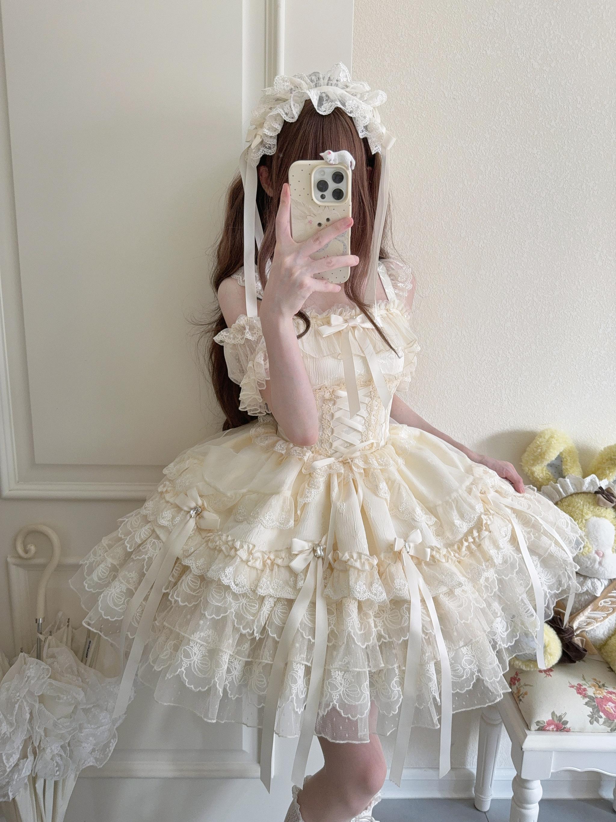 Ribbons of Love Sweet Lolita Tiered JSK Dress - image 2