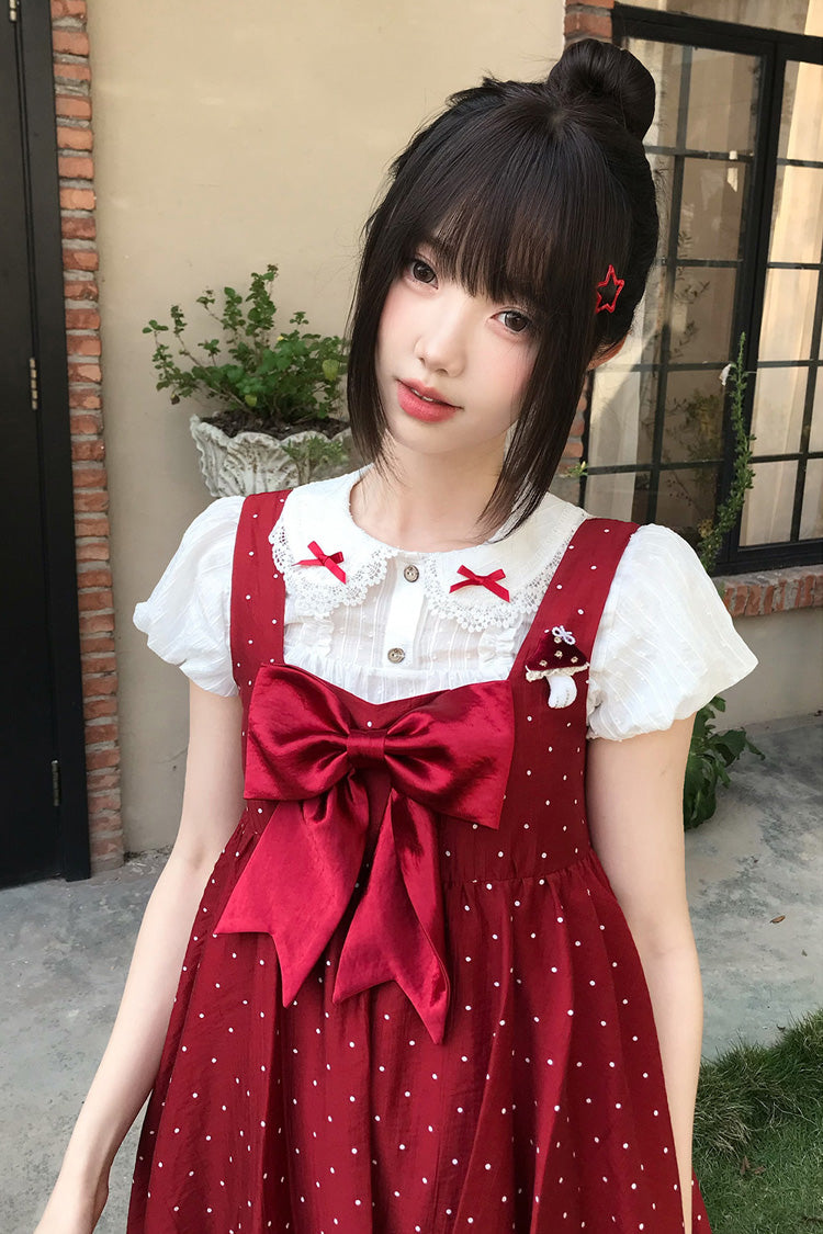 Little Mushroom Sweet Lolita JSK Dress in Red - image 2