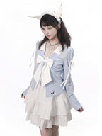 Ivory Halterneck Slip Dress with Lace Accents and Ribbon Knot - PINK SAVIOR - image 6