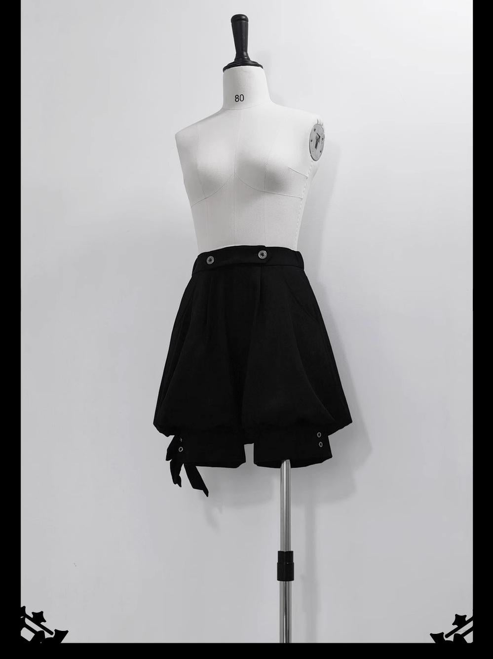 Rabbit Feather - Black Ouji Lolita Vest Shorts Suit Prince Cloak Set - image 26