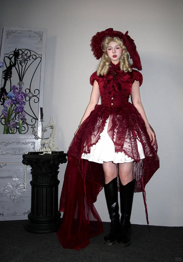 Dragon Bone Red Gothic Lolita Corset Belt - Cathedral Embroidery - image 4