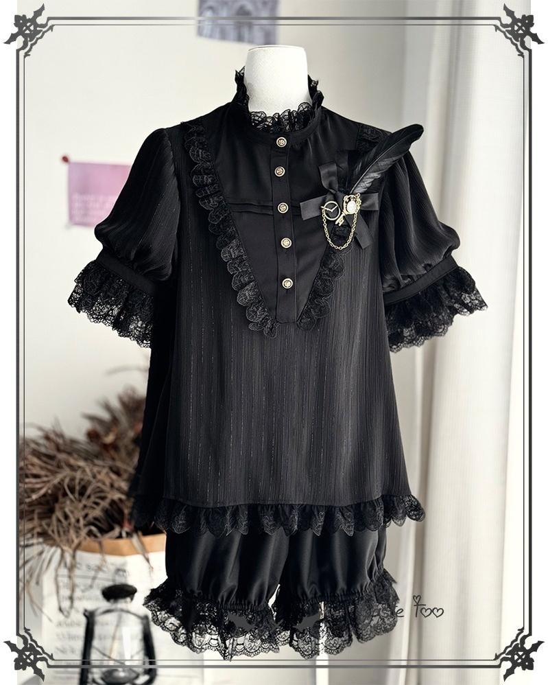 Black Moonlight - Ouji Lolita Chiffon Shirt Outfit Collection - image 4
