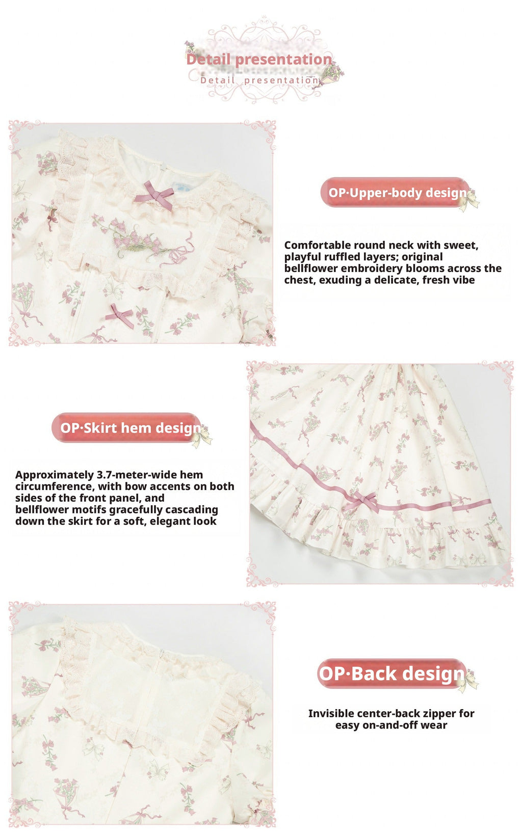 Fragrant Old Dream - Pink Bellflower Lolita OP and JSK Dress - image 18