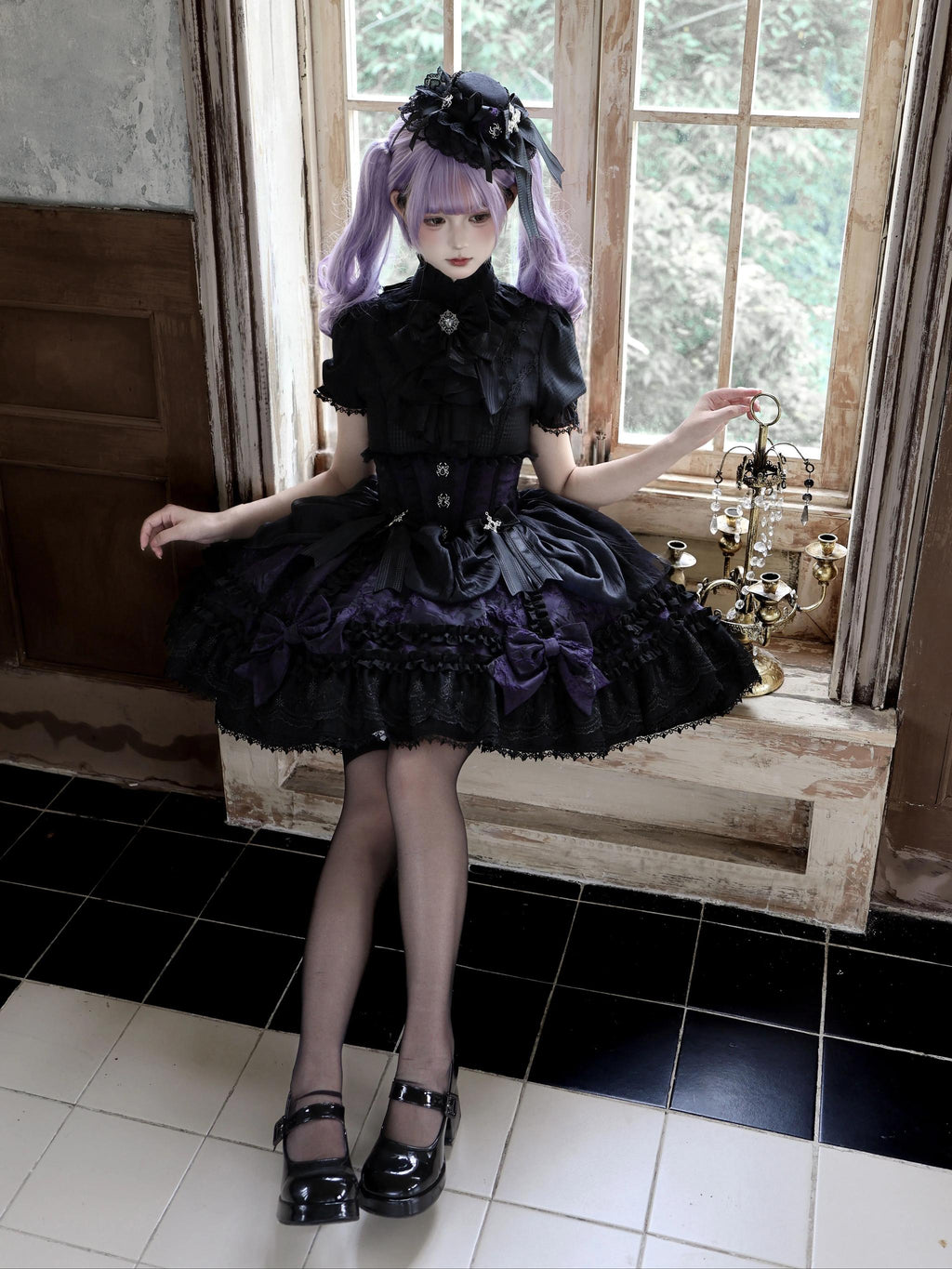 Spider Cross Knot Gothic Lolita Skirt and Blouse Set - image 21