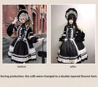 First Otome Black Old School Lolita OP Dress, Lace Details - image 4
