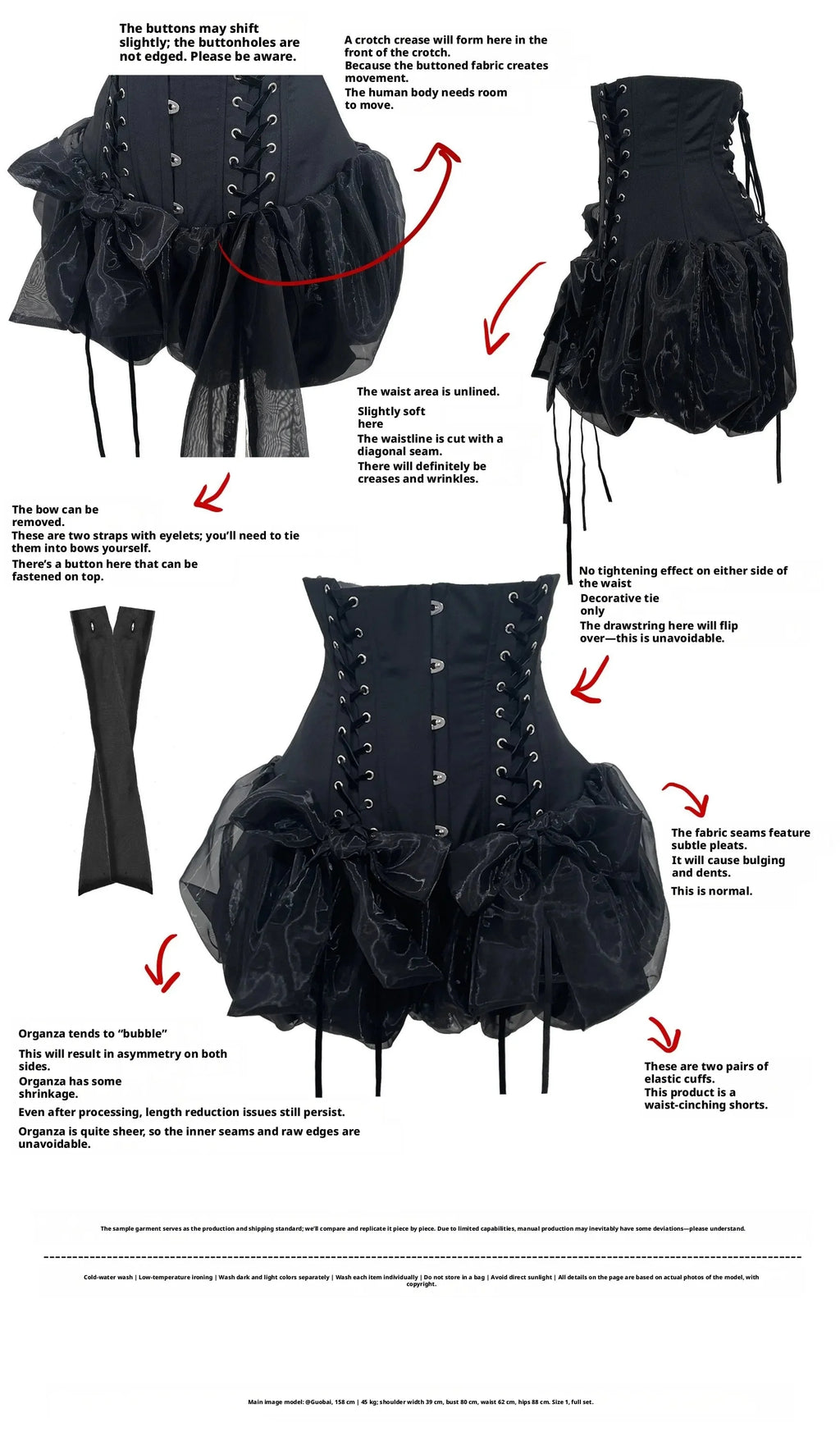 WONKA Gothic Lolita Red Blouse and High Waist Shorts Set - image 9