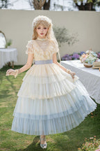Sincere Vow - Edwardian Collar Short Sleeves Ombre Multi-Layered Ruffled Embroidered Sweet Lolita Dress - image 15