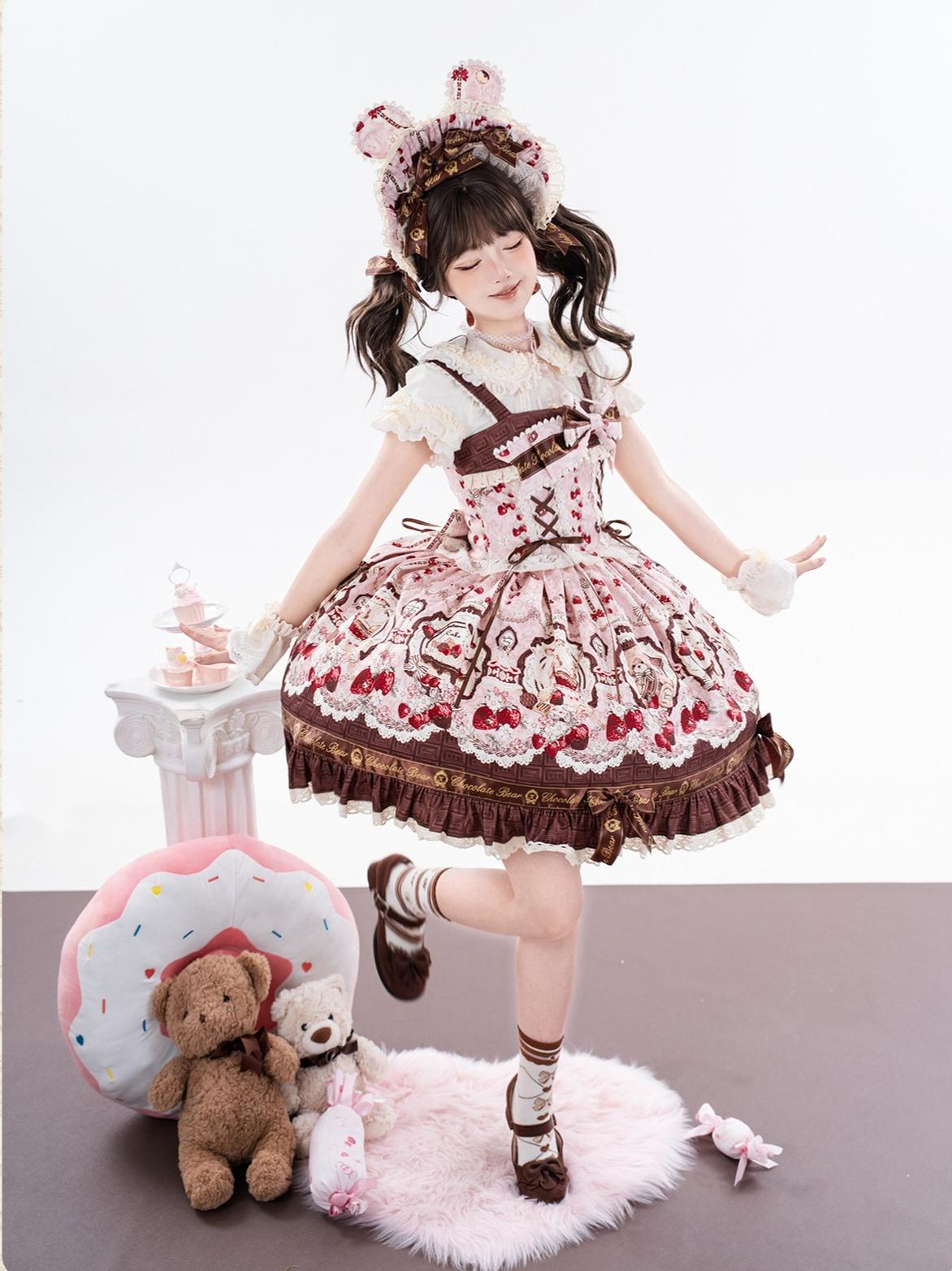 Cookie Treasure Box - Sweet Lolita Dessert Printed JSK Dress with Ribbon Bows - image 1