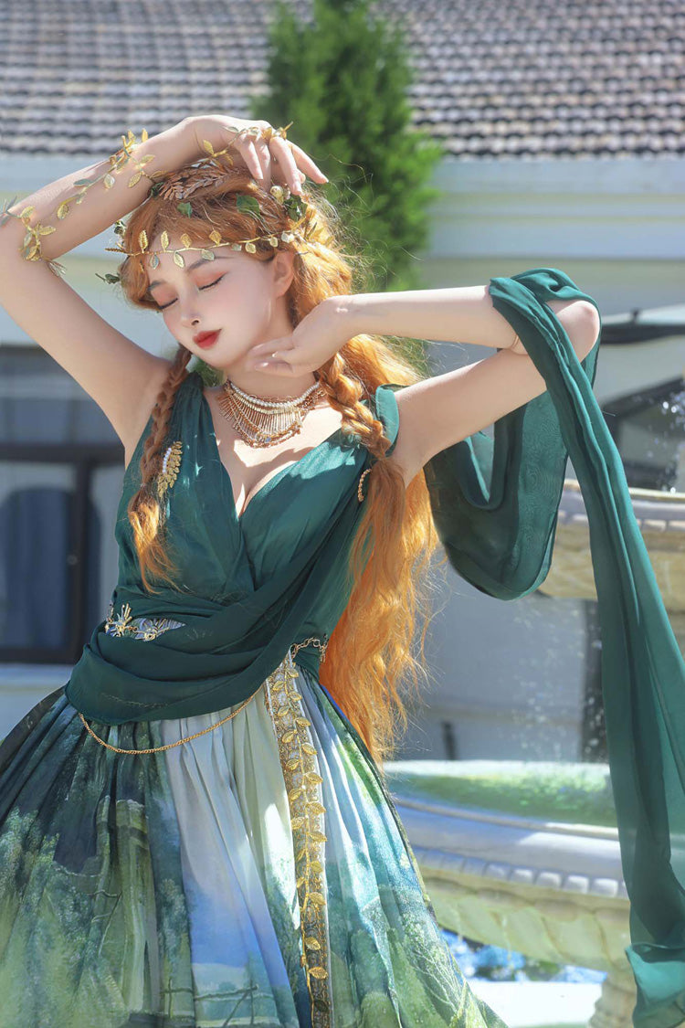 Grace in Favor - Oil Painting Sweet Lolita JSK Dress & Shoulder Sash - image 2