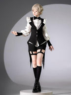 Gothic Tailcoat Waistcoat with Pompoms and Back Lacing - Shi Zhi Mao - image 8