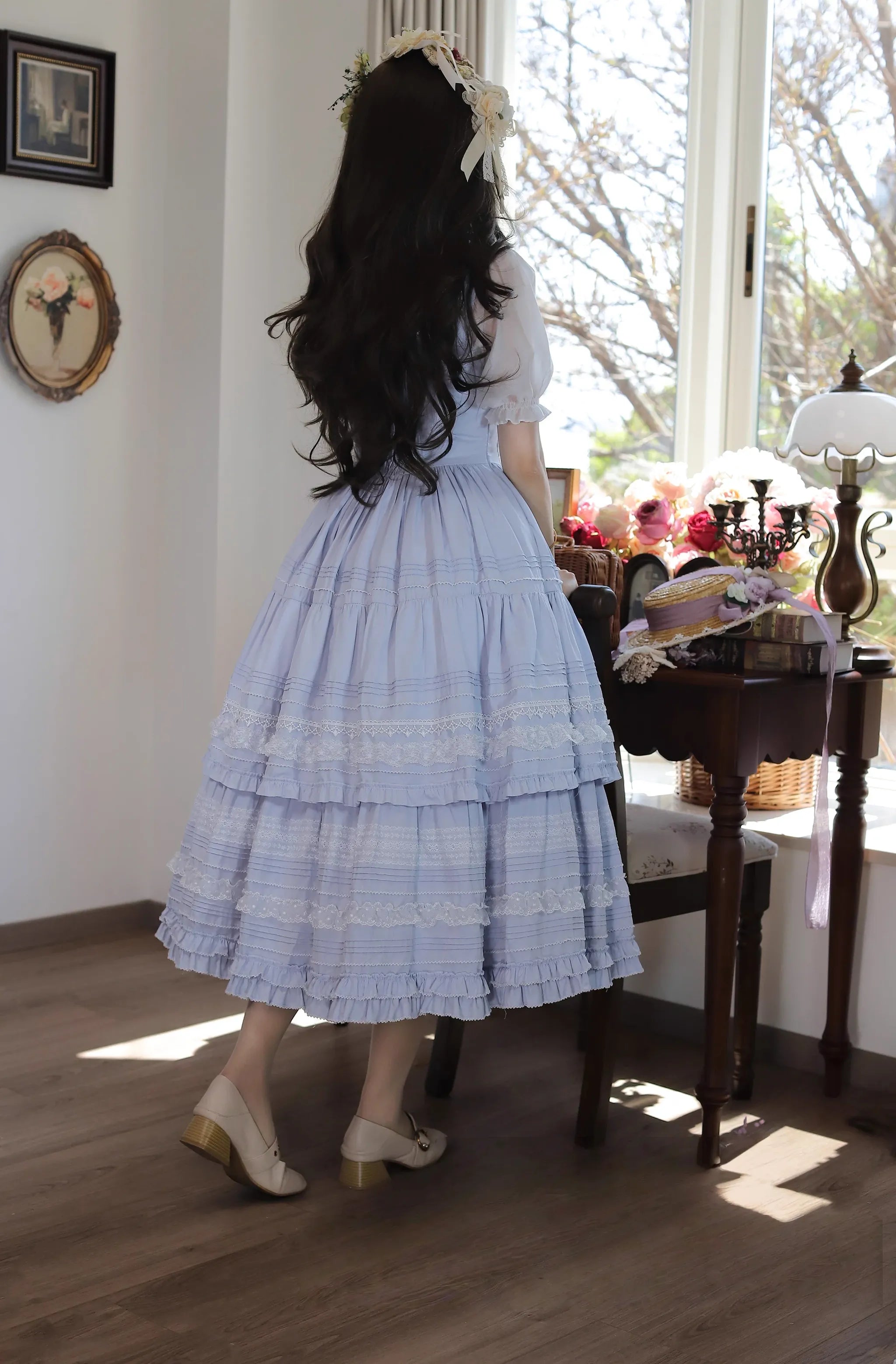 Marguerite Daisy - Classic Lolita Bust-supporting JSK Dress, Layered Lace - image 5