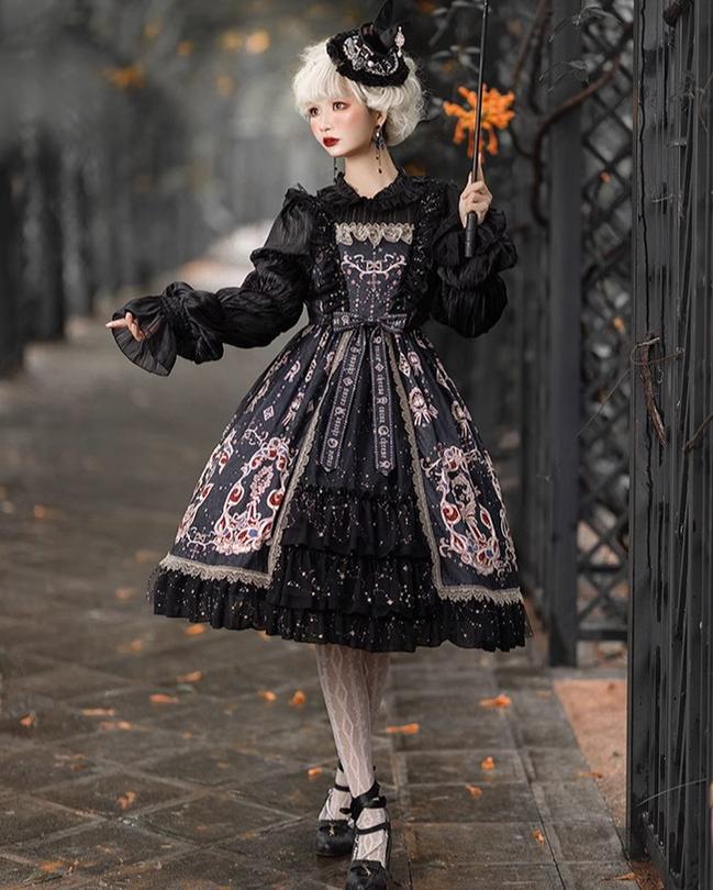Star Drop Ceremony - Elegant Lolita JSK Printing Open Front Dress and Blouse Set - image 12