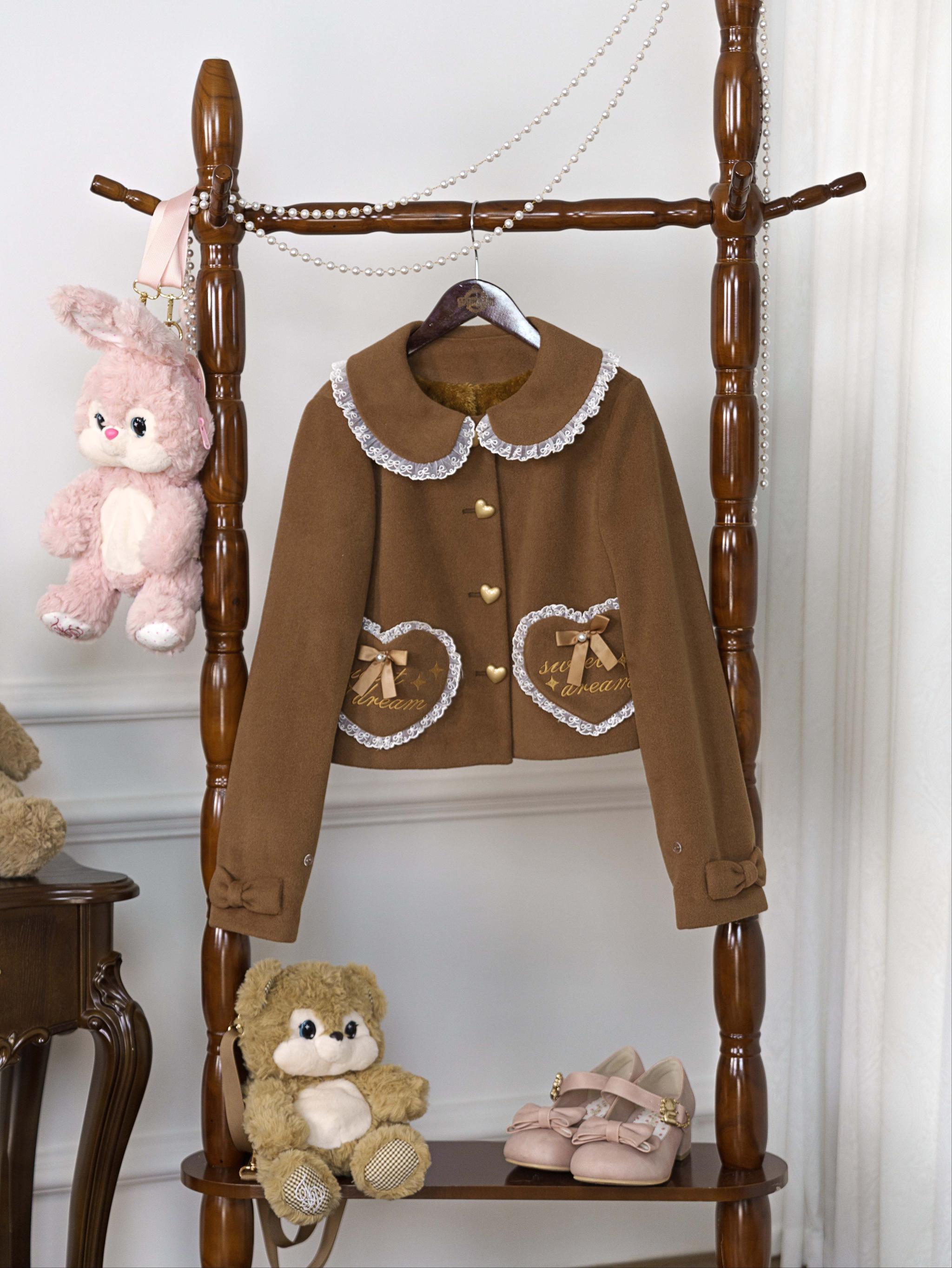 Milk Puff - Winter Fleece-Lined Sweet Lolita Coat, Detachable Collar Collection - image 29