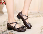 Bow and Low Heel Cross Band Lolita Leather Shoes - image 40