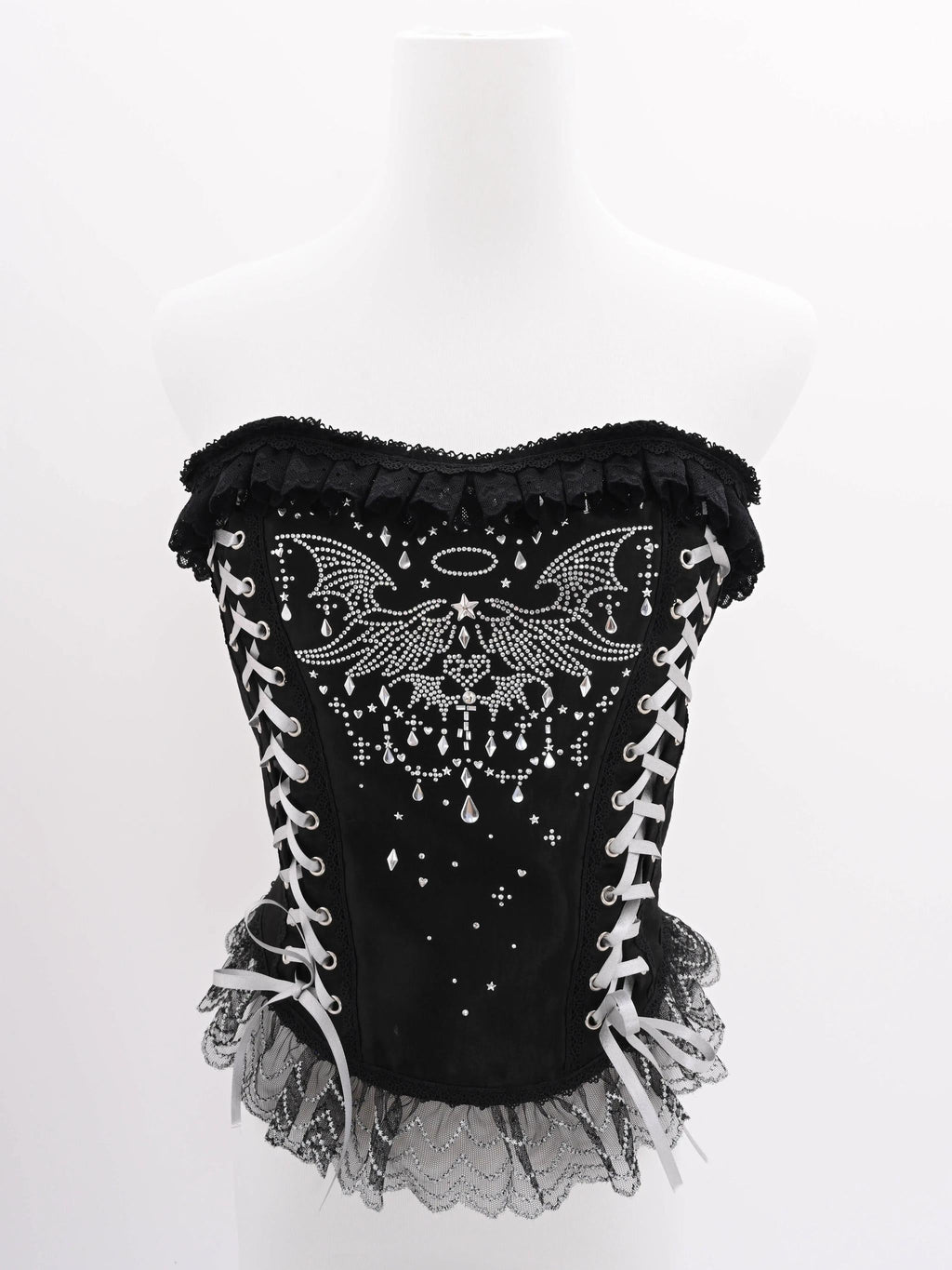 Metallic Angel Black Gothic Lolita Top and Ruffled Skirt Set - image 17