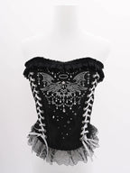 Metallic Angel Black Gothic Lolita Top and Ruffled Skirt Set - image 17