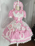 Candy Shop Manager - Old School Lolita Striped OP Dress, Detachable Apron - image 1