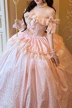 Pink White Moonlight Lover Elegant Lolita Strapless Dress - image 8