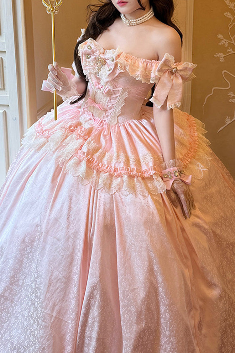 Pink White Moonlight Lover Elegant Lolita Strapless Dress - image 8