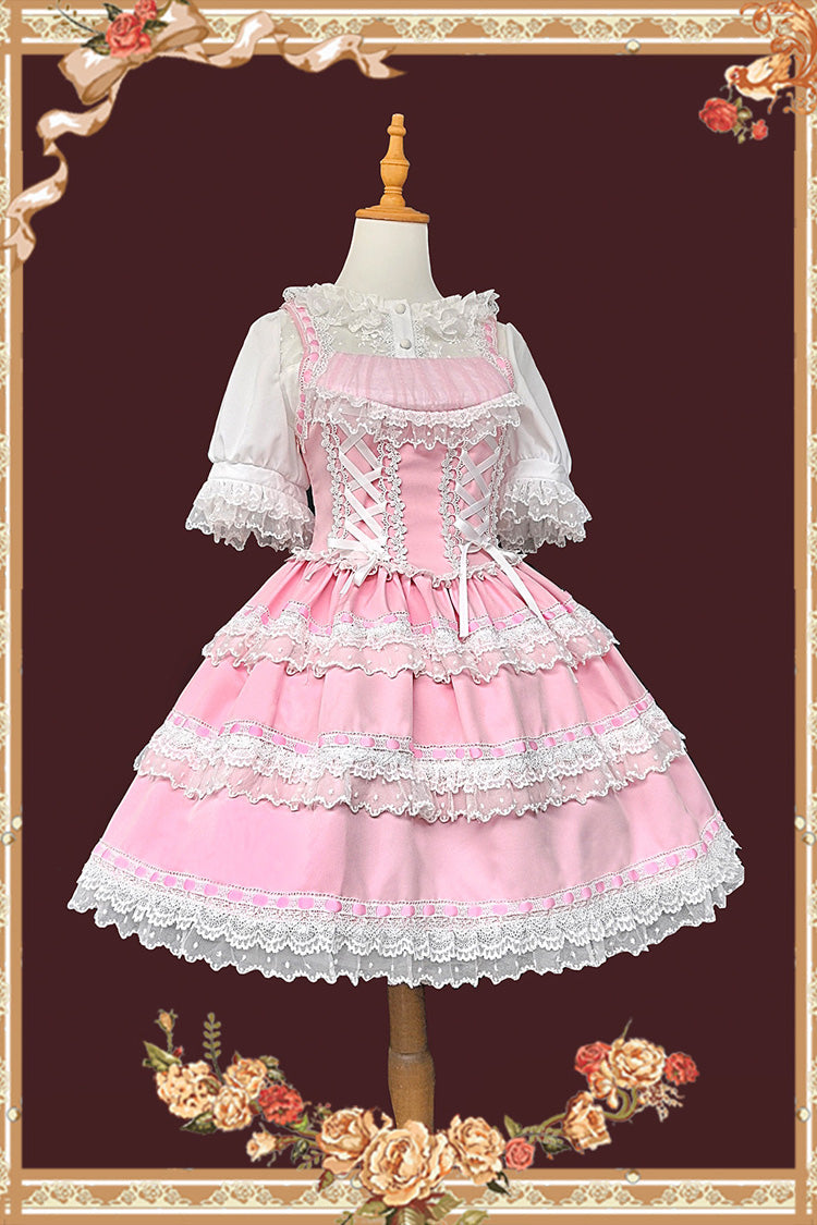 Doll in the Mirror - Square Collar Sleeveless Ruffled Lace-Up Sweet Lolita JSK Dress - image 6