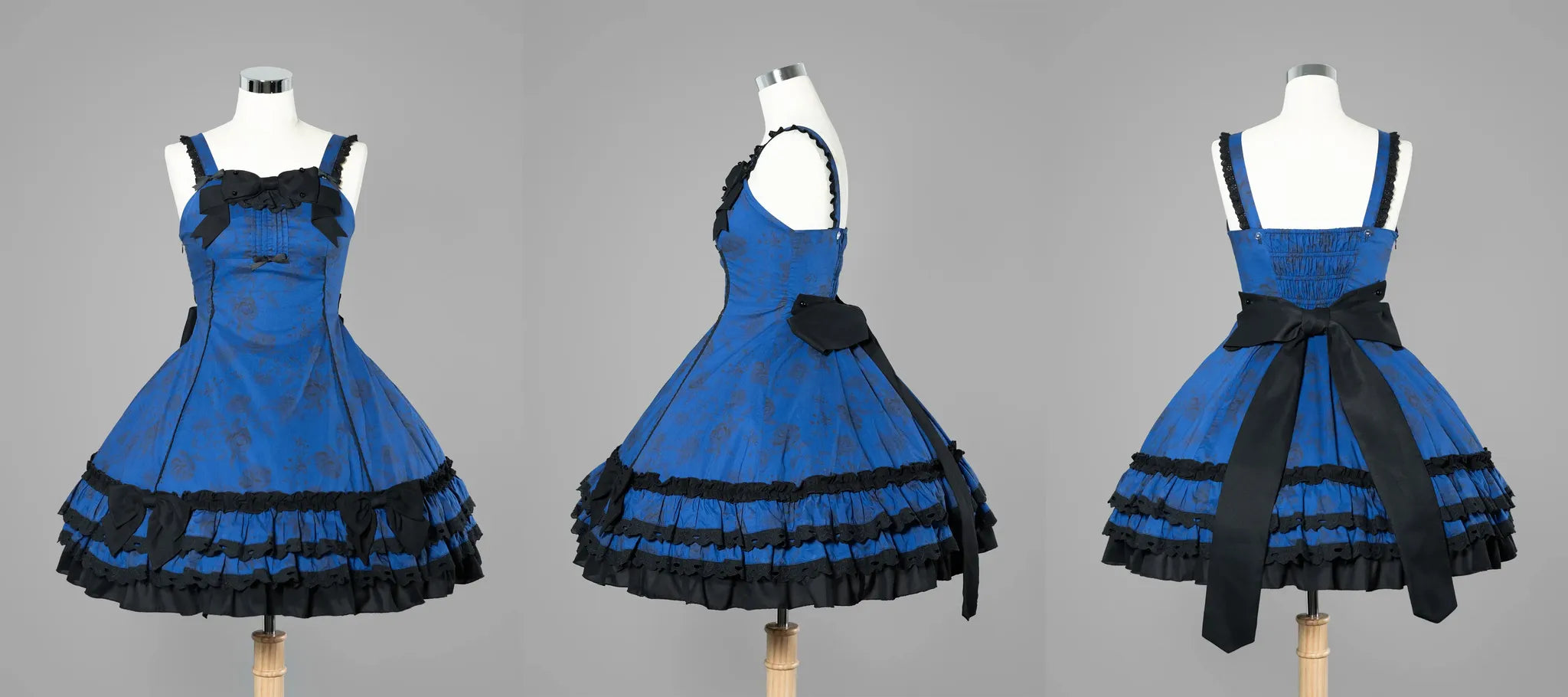 Bliss Bouquet - Cotton Old School Lolita Dress, Rose Print and Layered Hem and Accessories - image 33