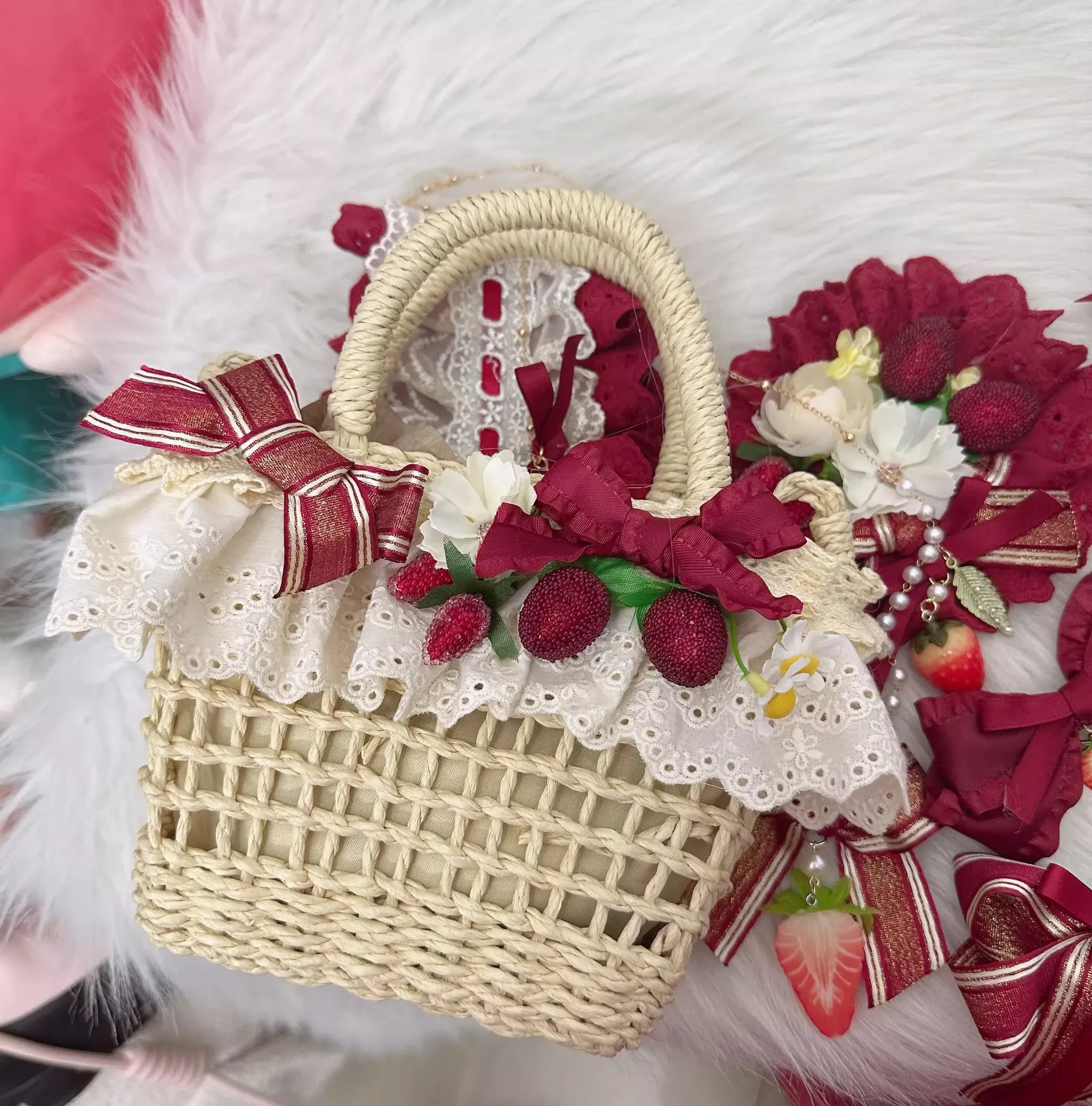 Red Sweet Lolita Headdresses and Strawberry Accessories - image 2