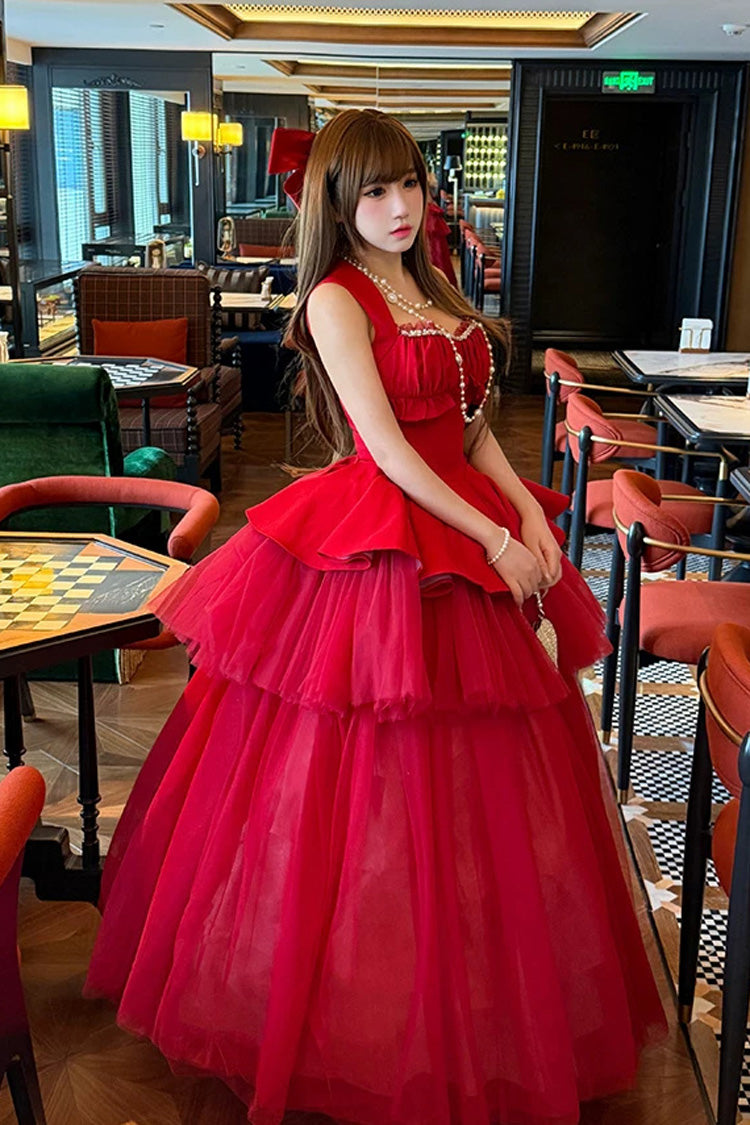 Romantic Rose - Square Collar Sleeveless Ruffled Classic Ballet Lolita Dress - image 10