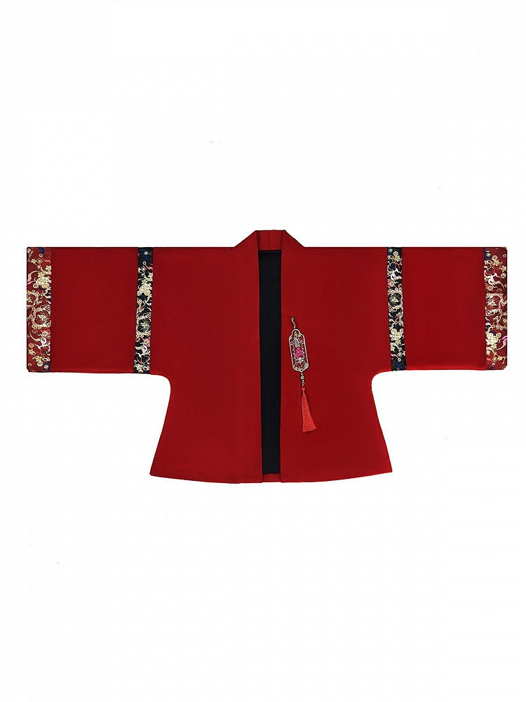 Black and Red Chinoiserie Shirt Pants and Outerwear Set - image 5