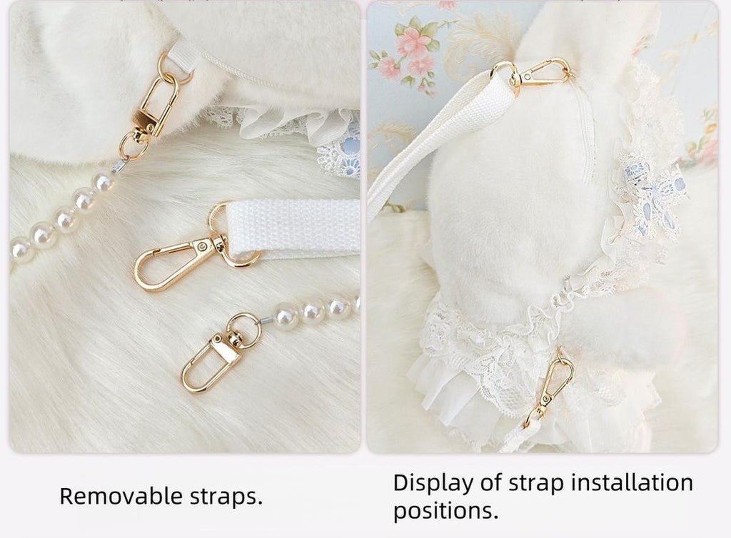 Posable Plush Bunny Lolita Bag with Detachable Pearl Chains - image 15