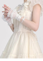 Star and Moon - Bridal Lolita Cuffs White and Black Ballet Style Lace Cuffs - image 4