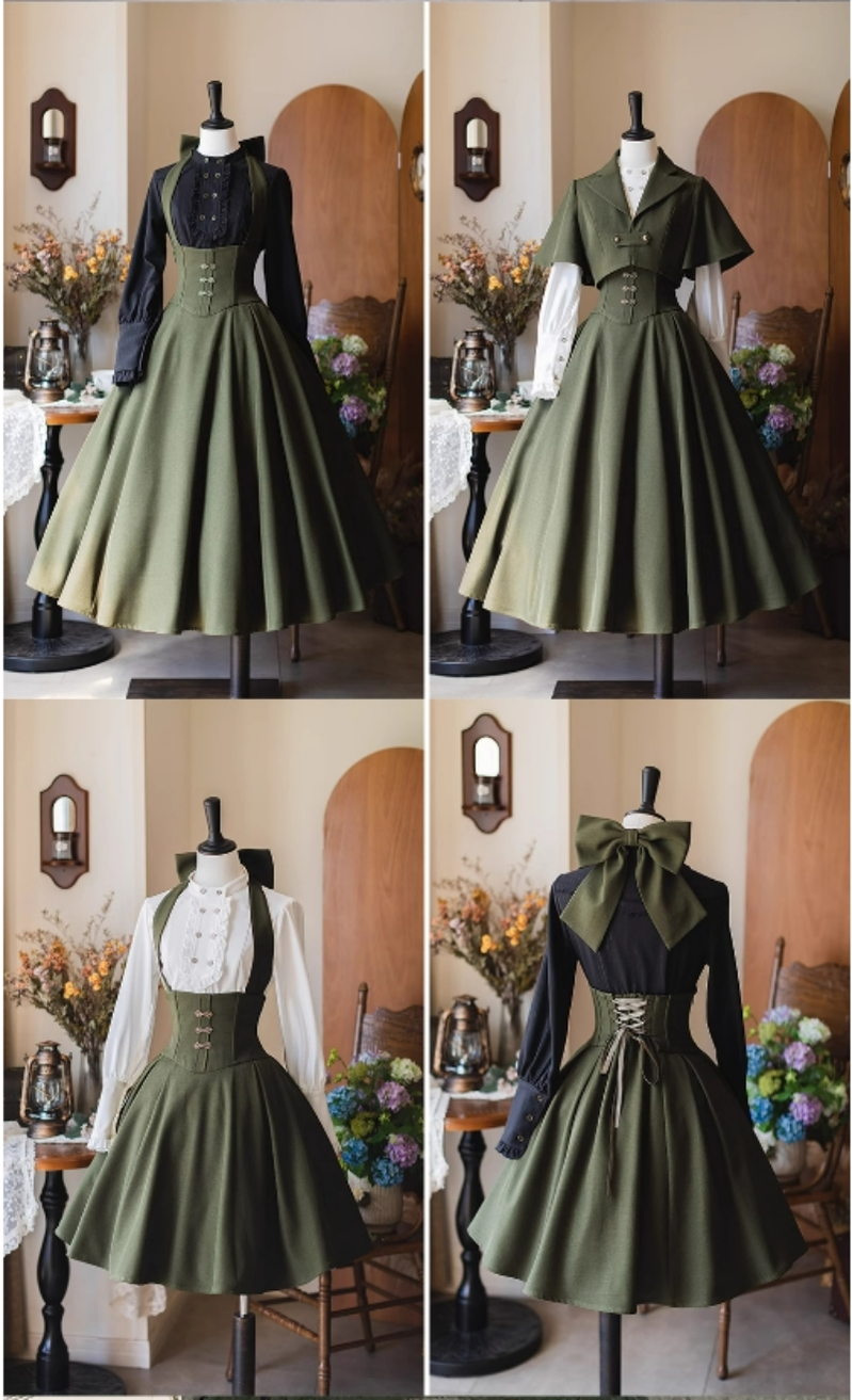 Vintage Lolita Fishbone Halter Skirt and Autumn Jacket - image 41