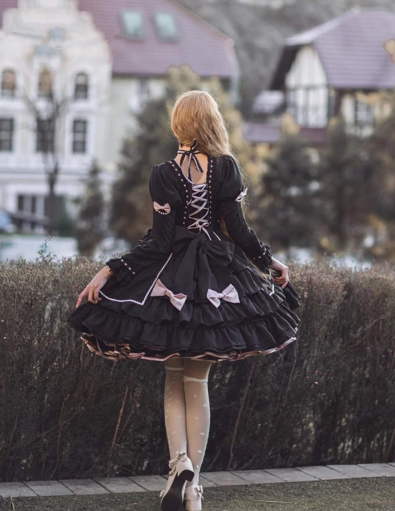Black Lolita Doll OP/JSK with Adjustable Elasticity - image 30