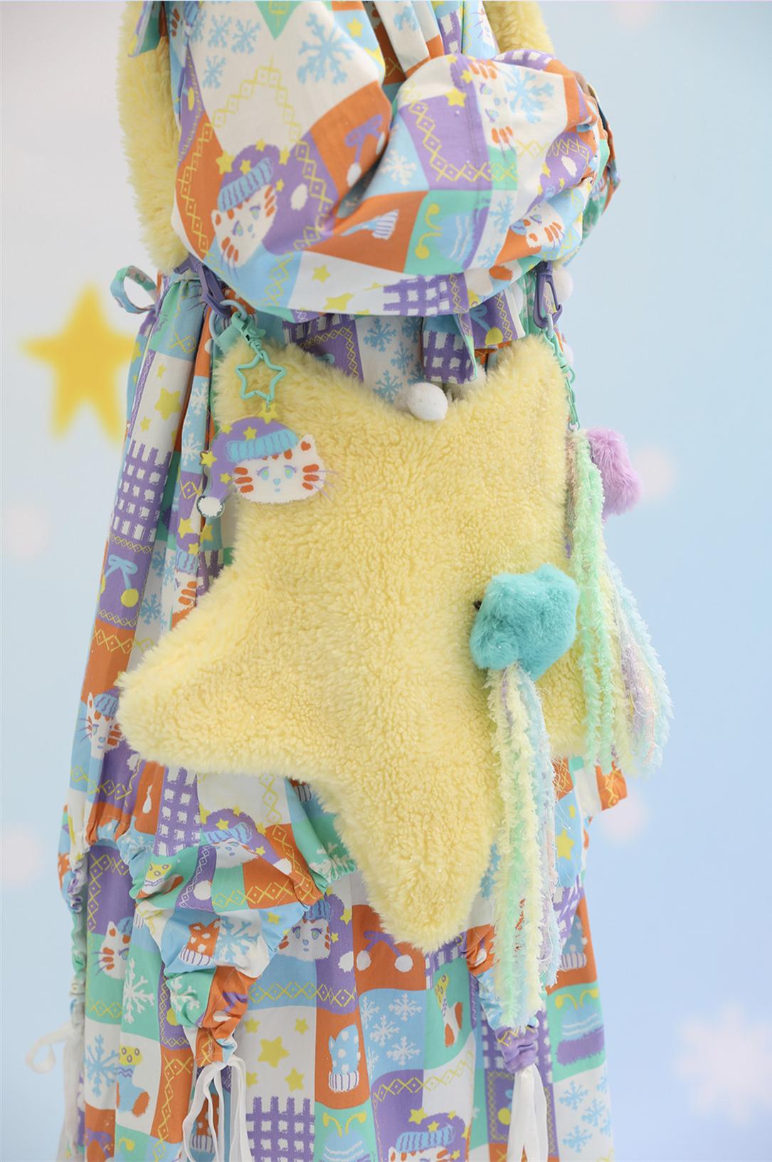 Cute Lolita Bag Cartoon Stars Yellow Plush Bag - image 9