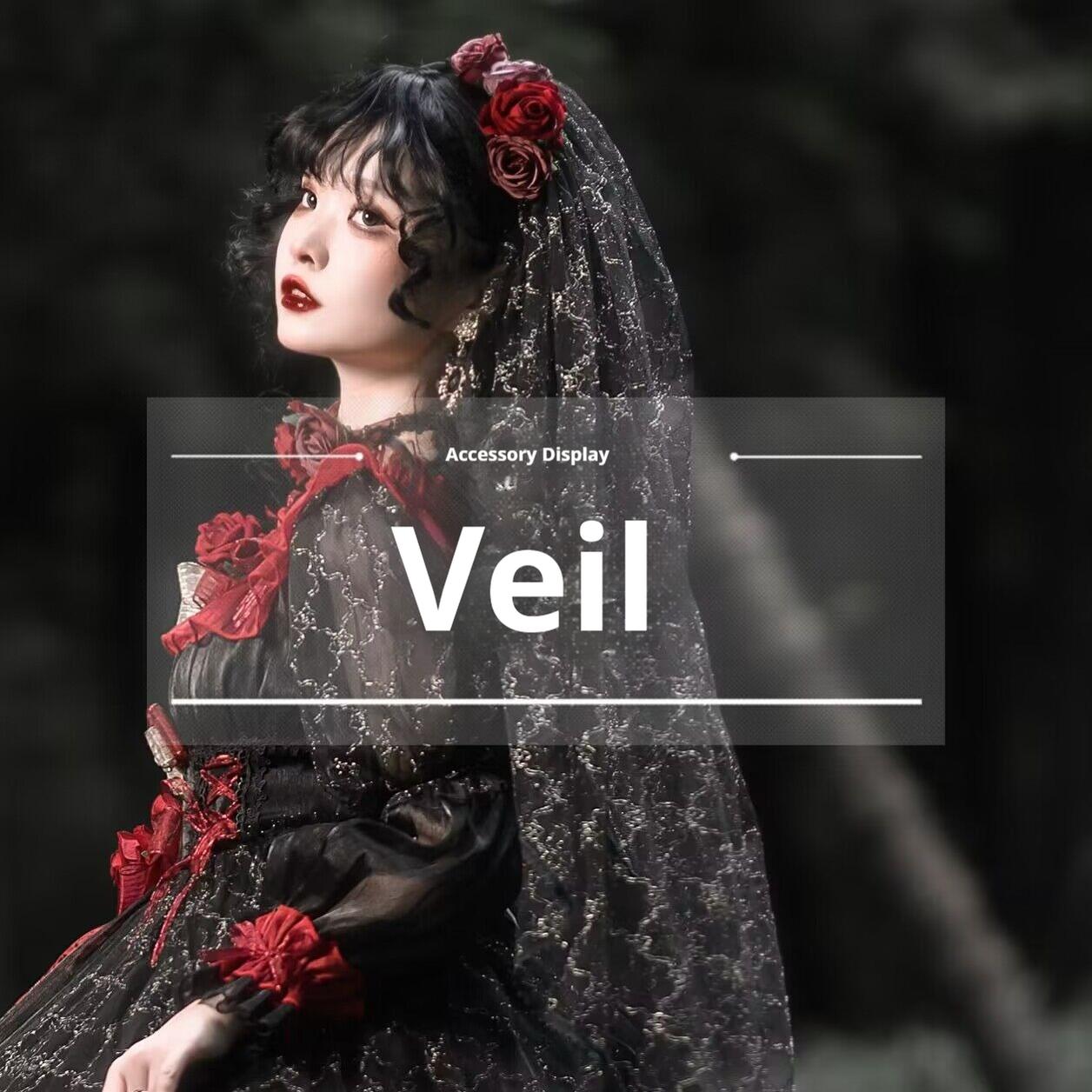 Night of Berea Gothic Lolita OP Dress in Black and Red - image 26