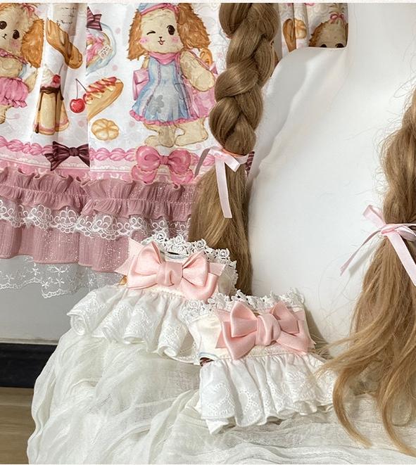 Full Sugar Bakery - Sweet Lolita Puppy Dessert Print OP Dress with Bows and Accessories - image 13