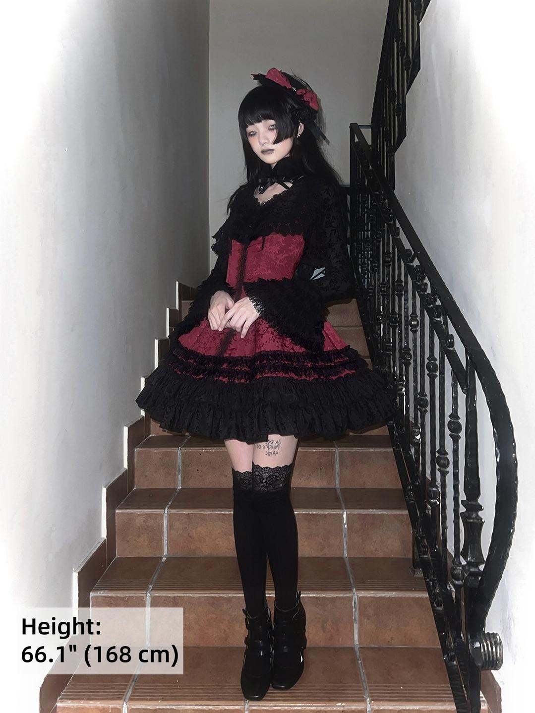 Six-Panel Gothic Lolita JSK Dress with Tiered Ruffles - image 15