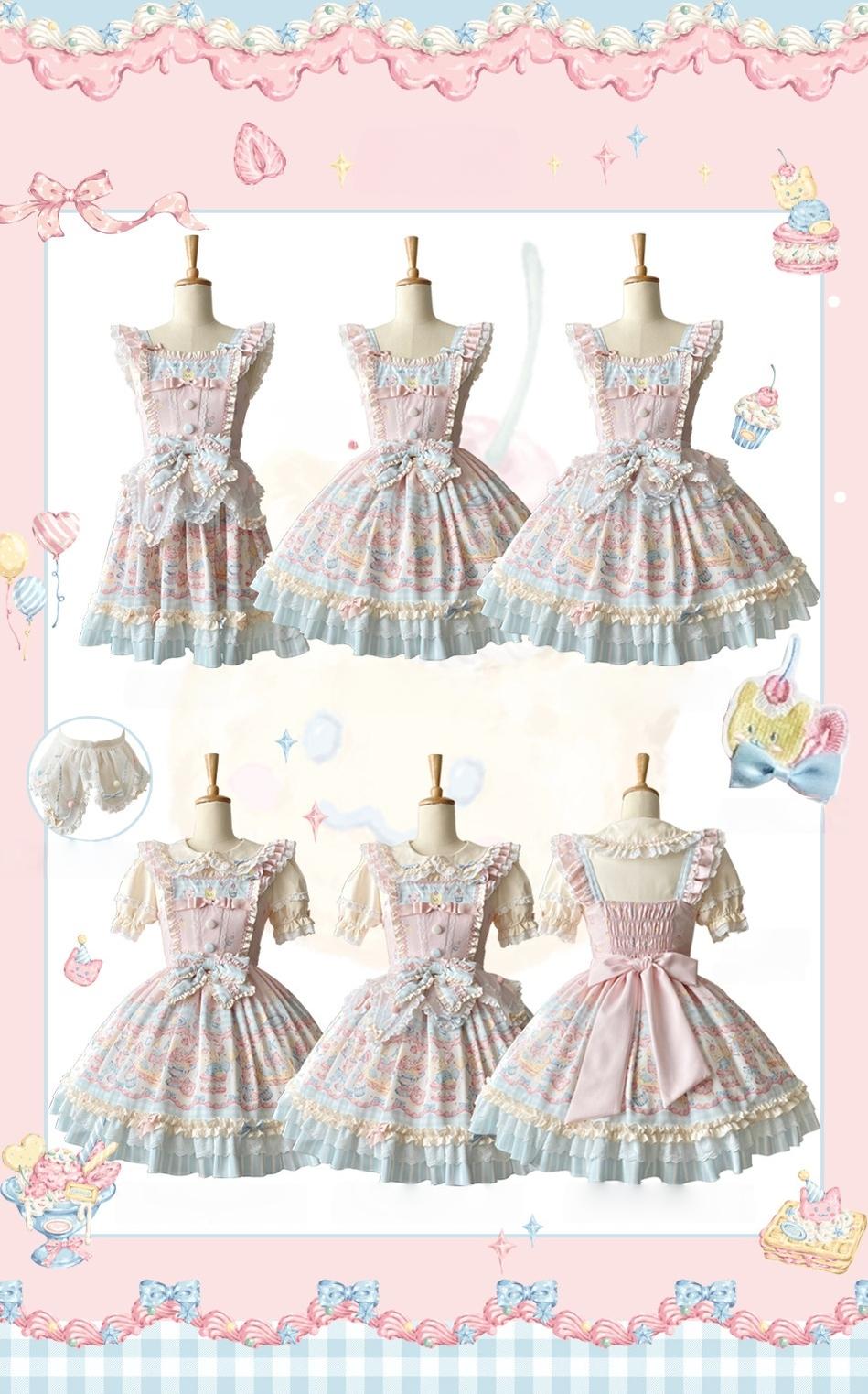 Sweet Cat Fruit Candy - Sweet Lolita Dessert Printed JSK Dress, Bows & Ruffles and Accessories - image 10