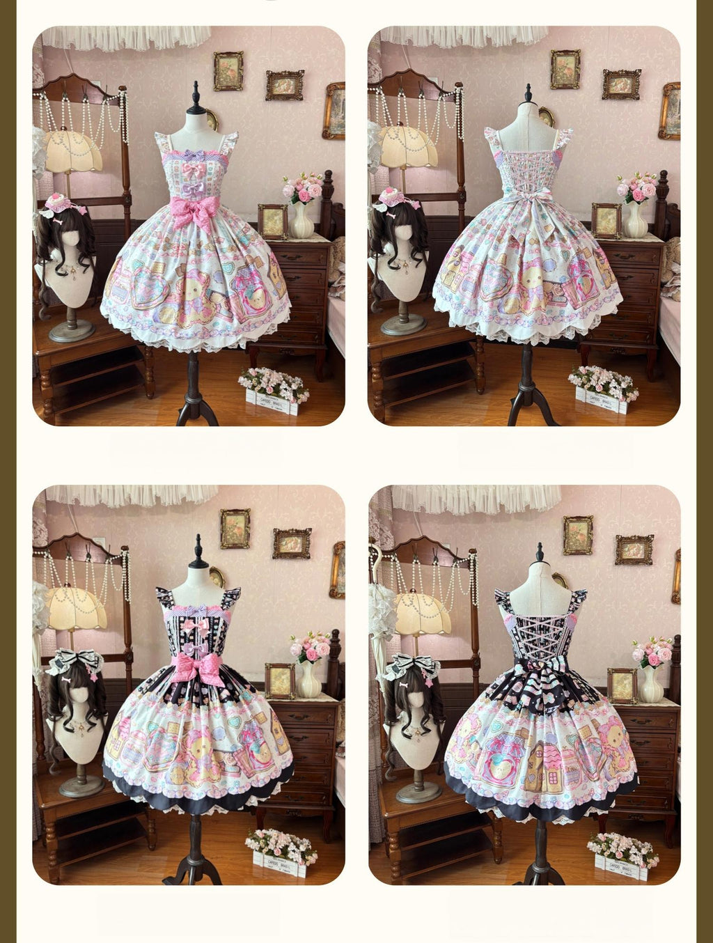 Sugar Frost Cookie - Old School Lolita Bear Dessert Printed JSK Dress and Accessories - image 8