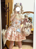 Little Bear Bonny - Kawaii Lolita Salopette, Bear & Dessert Print - image 4