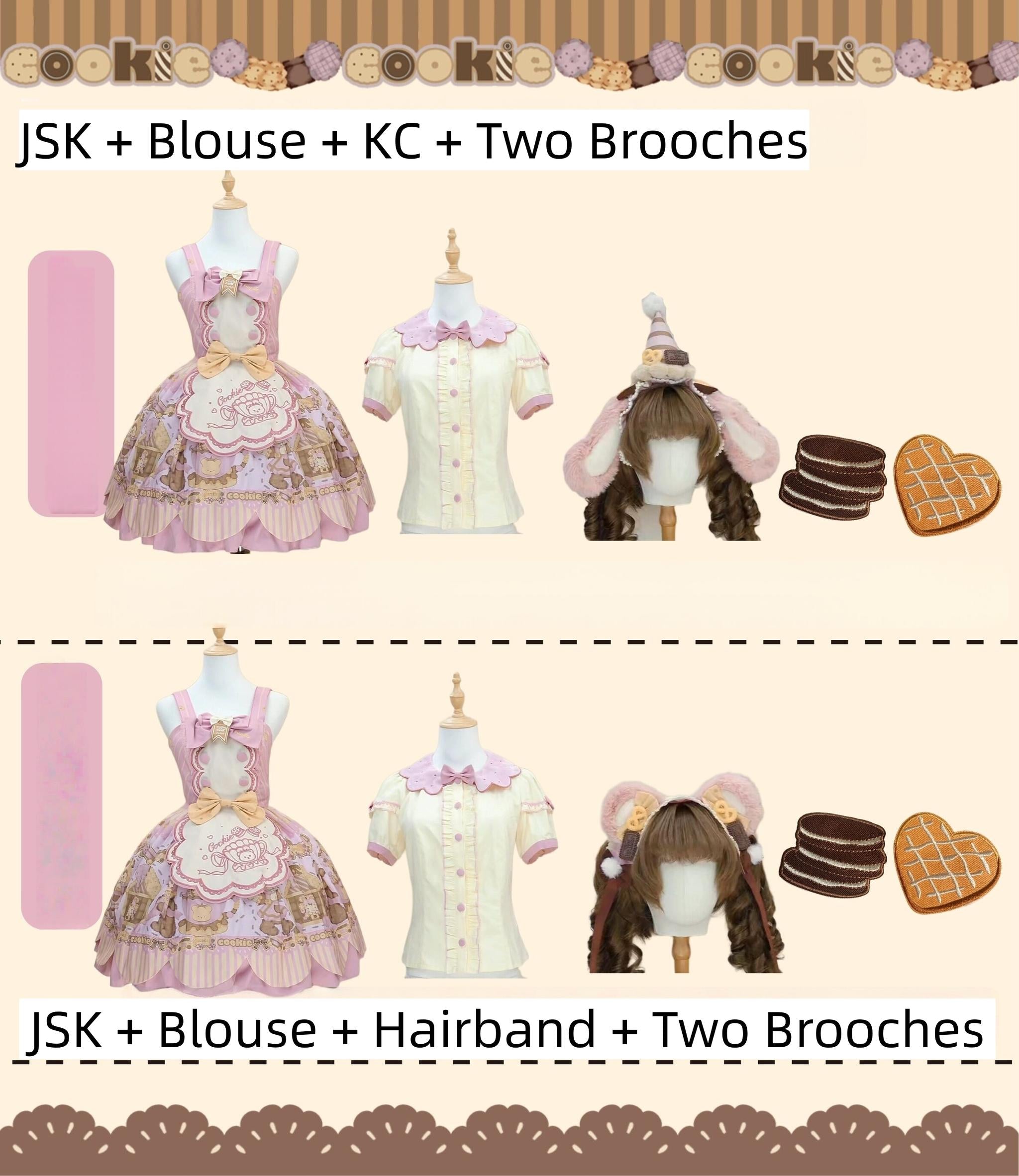 Bear Biscuit SP - Kawaii Lolita Bear Printed Dress Set with Bows - image 5