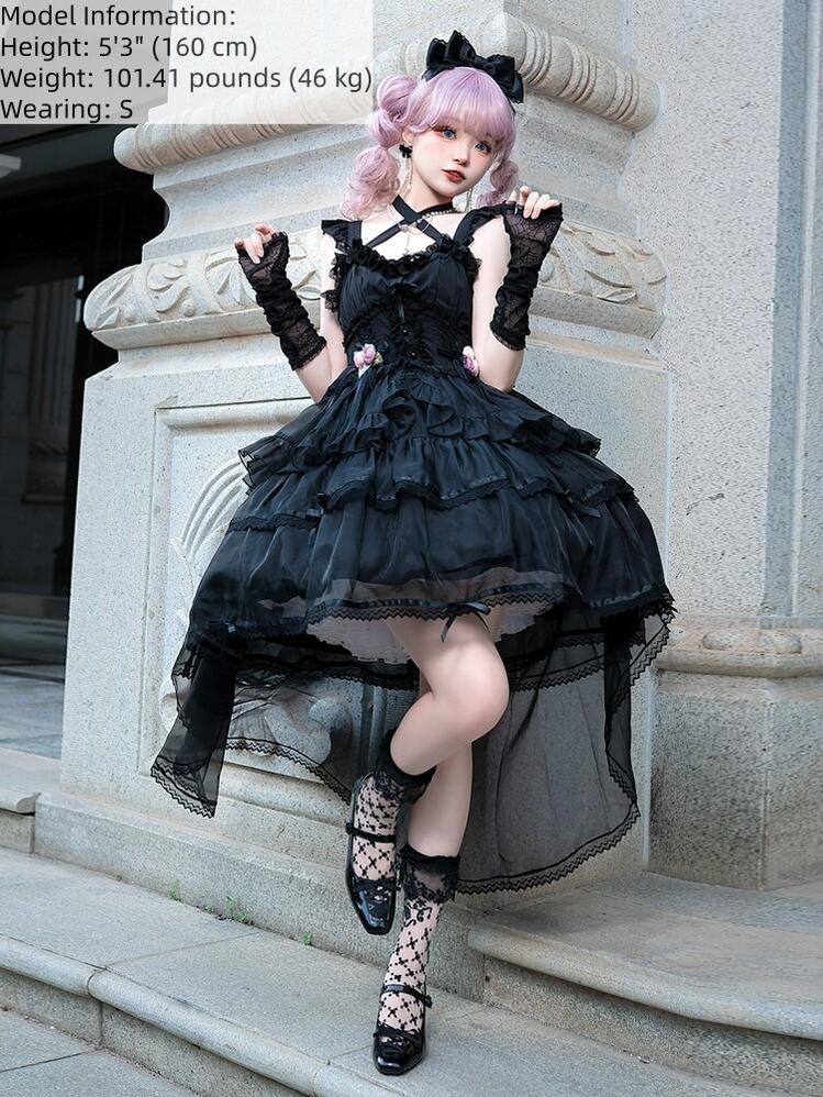 Ballet Maiden - Classic Lolita Four-tiered Hem JSK Dress with Rose Details - image 9