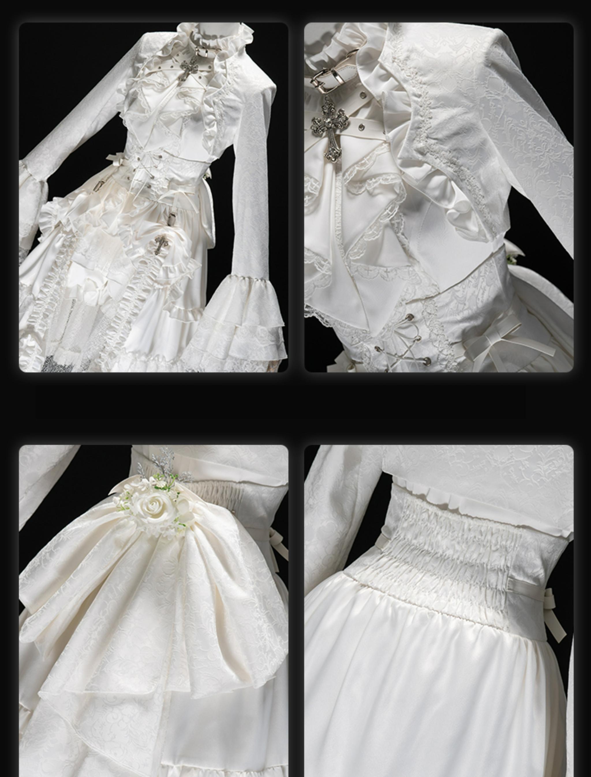 Omega Wedding Gothic Ouji Lolita White Suit - image 15